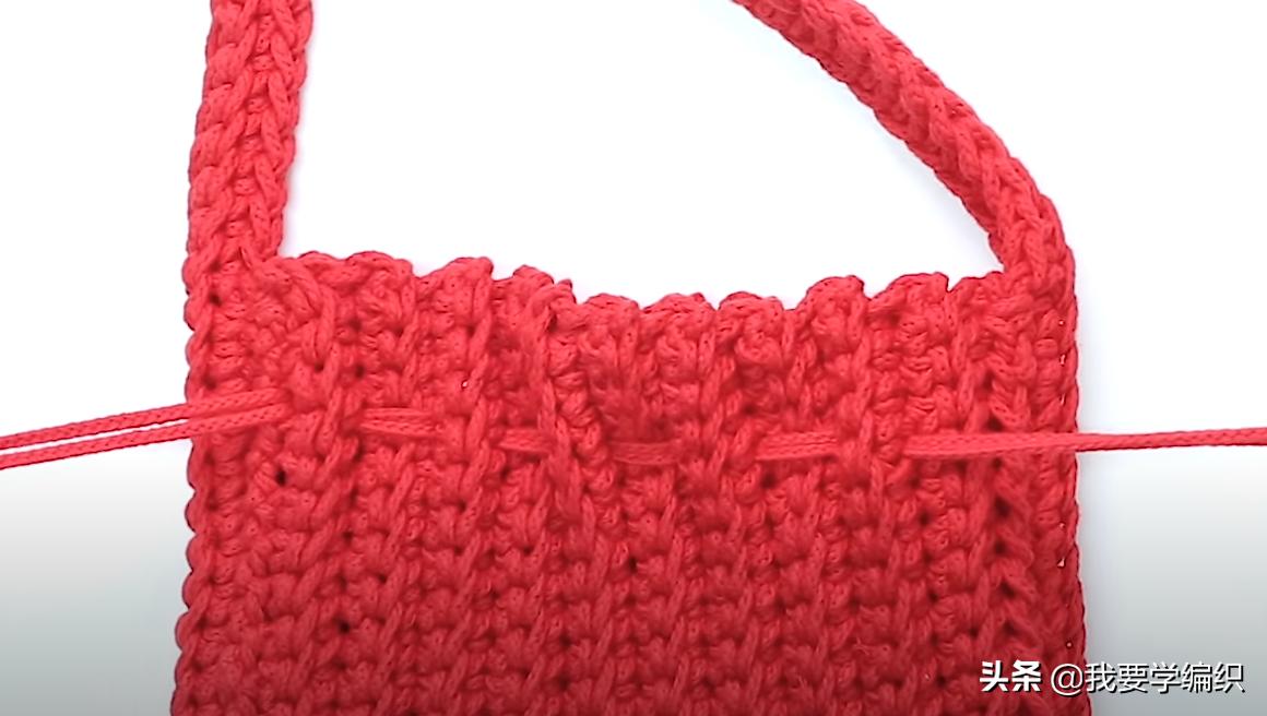 钩各种花样的抽绳包包教程,圆筒包包抽绳钩织教程