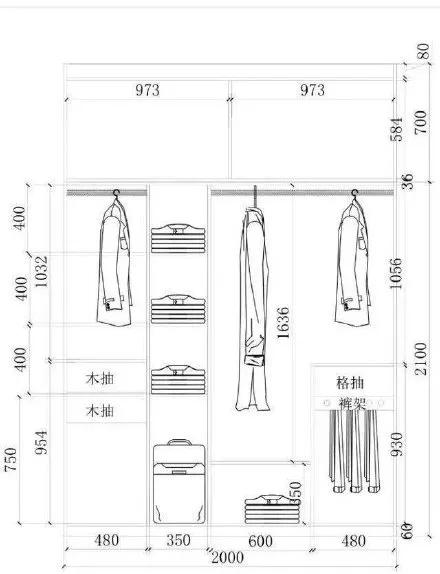 定制衣柜尺寸及内部设计尺寸不符,主卧衣柜内部结构图尺寸