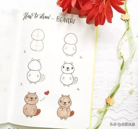 手帐简笔画可爱图案简单动物,手帐边框图案简笔画动物