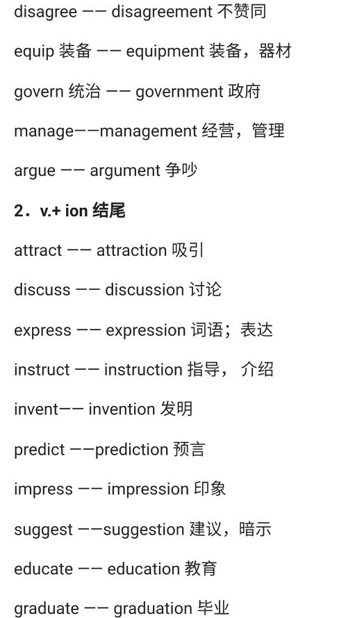 中考英语常考词性变换,中考词性转换