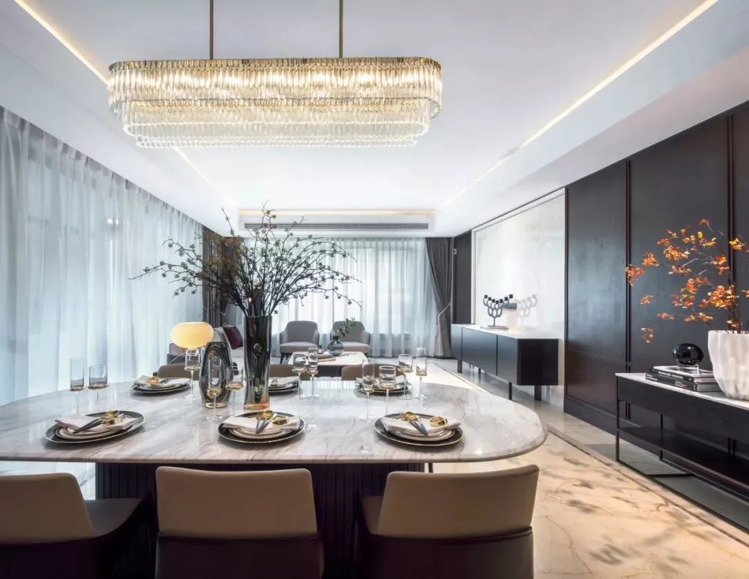 200平意式轻奢风的高级感,200平米现代轻奢风装修带茶室