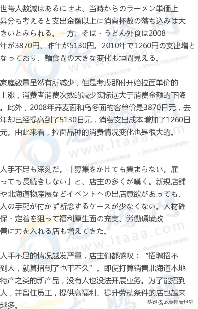 「龙腾网」调研消费税上涨拉升北海道拉面价格，恐导致消费者流失