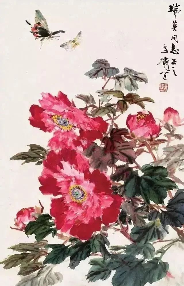 王雪涛牡丹画法教学书,王雪涛四尺写意横幅牡丹画