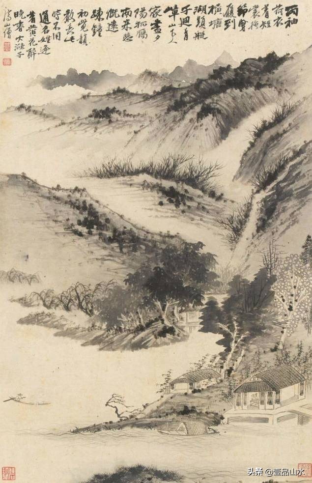 石涛山水画高清大全,石涛小写意山水画小品图片