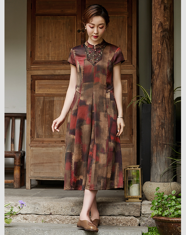 真丝香云纱旗袍,真丝香云纱高端旗袍