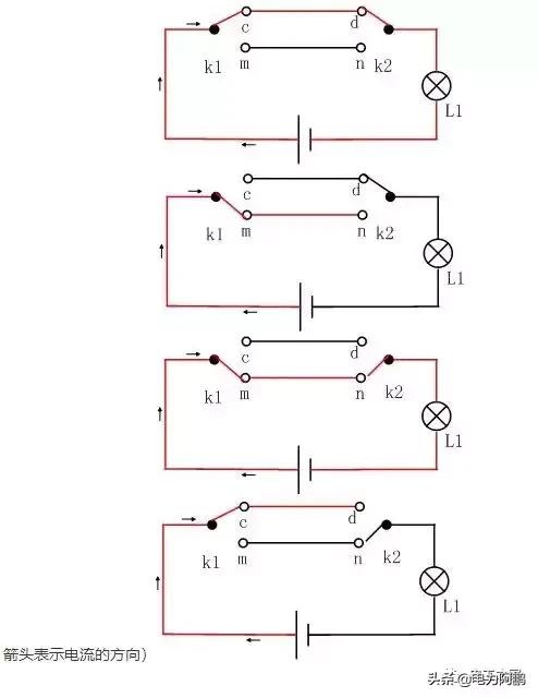双控三控开关实物布局图,三开双控做单控使用如何接线