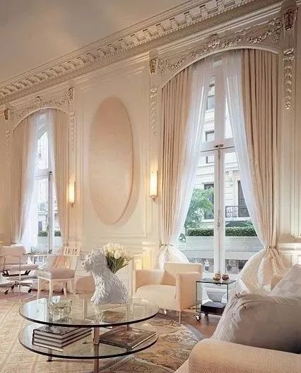 别墅客厅窗帘最新款式效果图,2020别墅窗帘