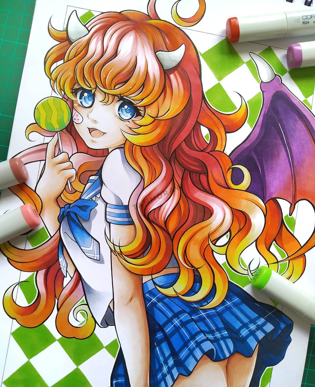 动漫60色马克笔画可爱动漫人物,touchmark马克笔手绘动漫