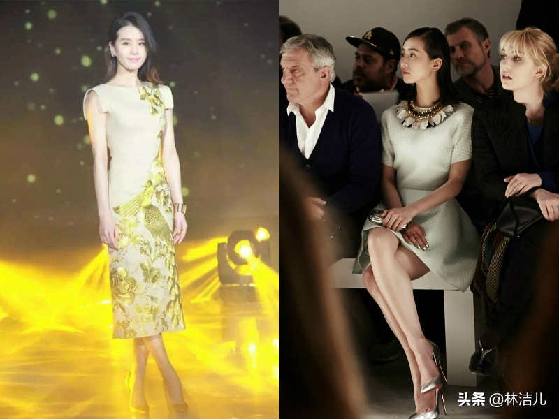 当钟楚曦和江疏影同穿印花连衣裙,倪妮钟楚曦写真