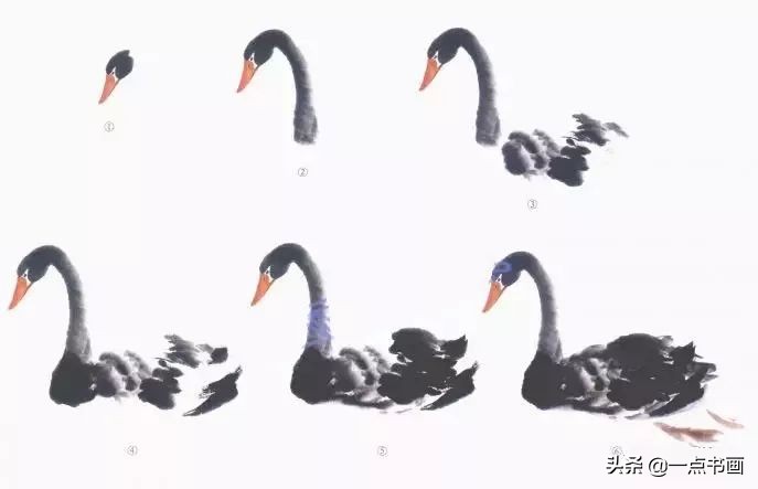 鹅画法可爱简单在陆地上行走,图文教程鹅写意画法