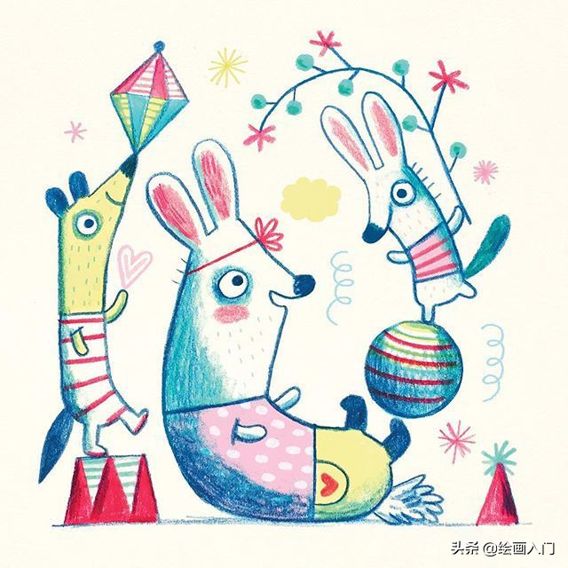 彩铅小动物插画简单,彩铅插画小动物手绘