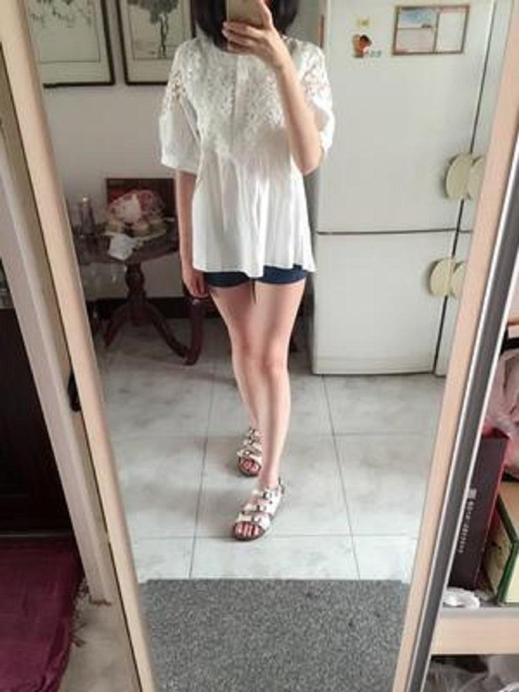 高端欧货刺绣钩花纯棉白色衬衣,验货拍照片