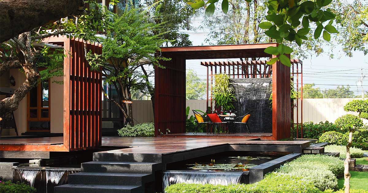 庭院景观亭子布局,10个带有凉亭的庭院设计实景图