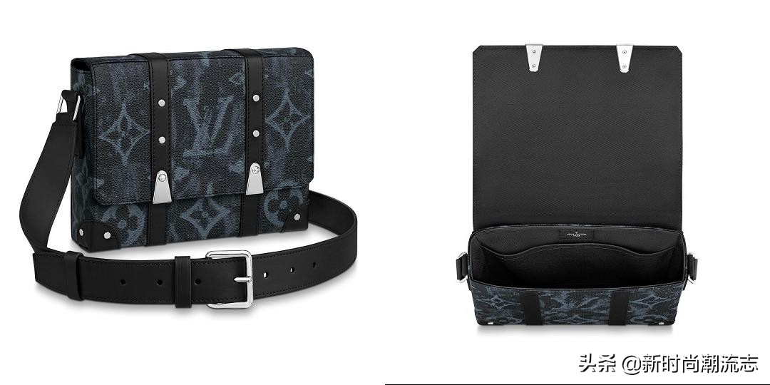 新男款lv包单肩斜挎包带按扣,lv2023早春男装包刺绣
