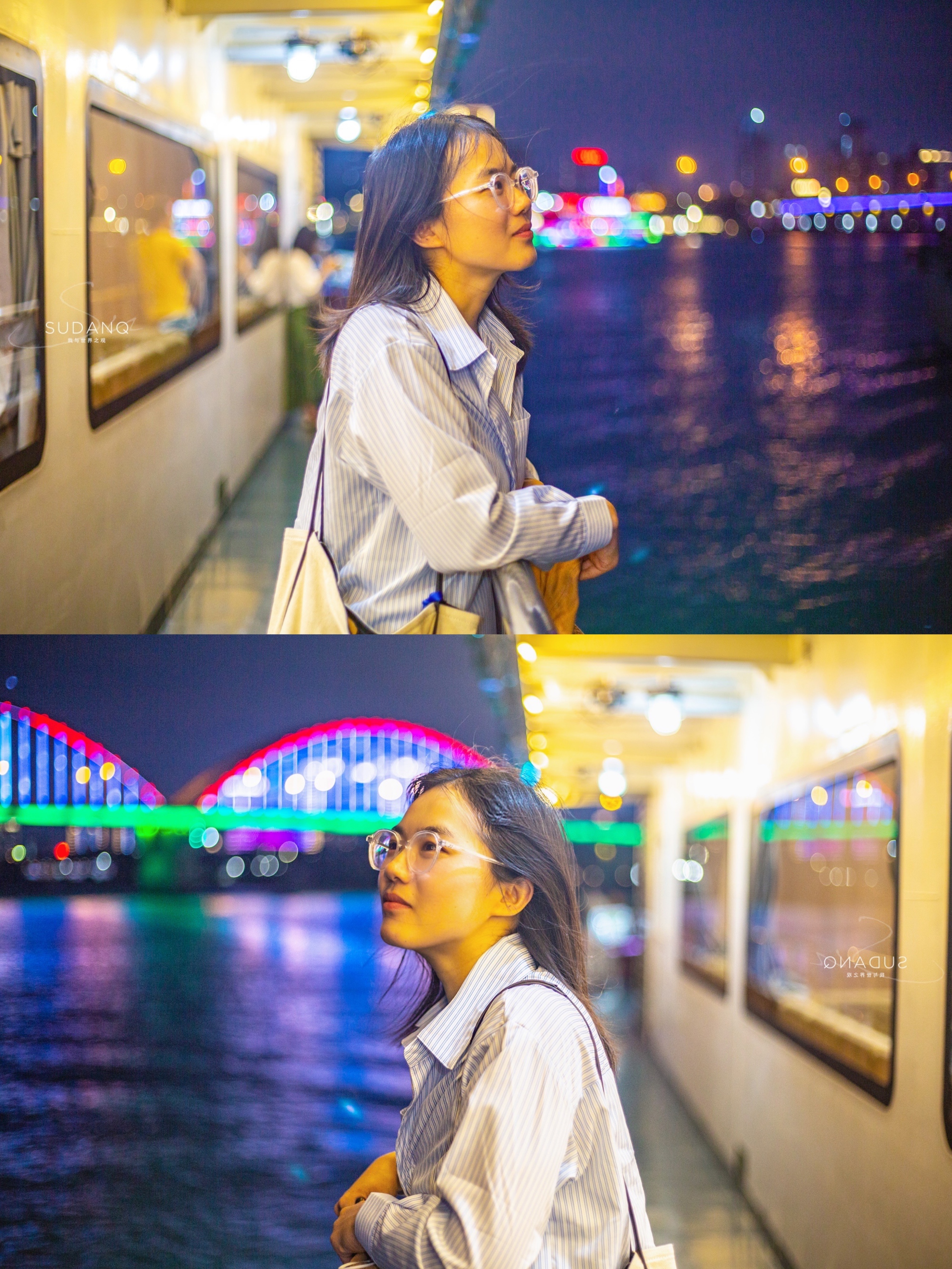 广西南宁夜景邕江大桥,南宁邕江夜游金惠号