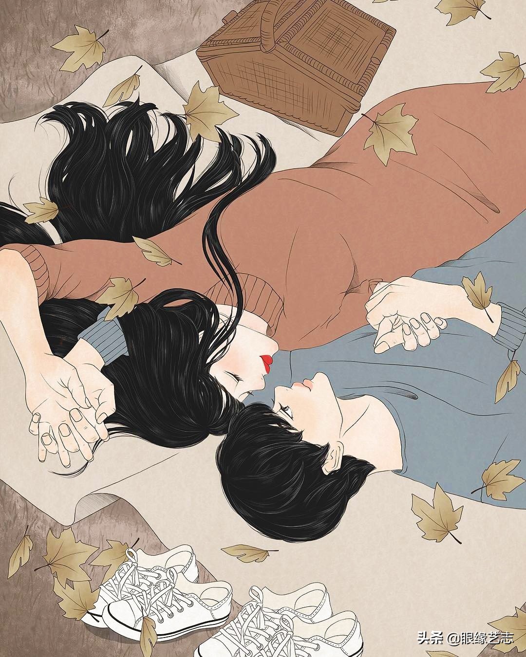 韩国插画温馨情侣,韩国插画幸福时光