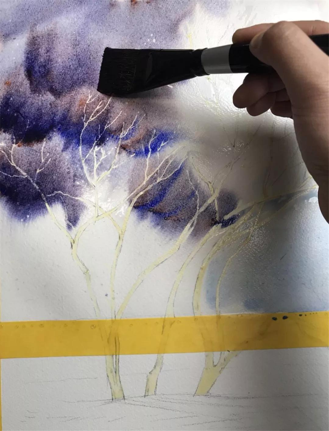 100幅风景写生水粉画教程,如何画雪景图水彩画教程