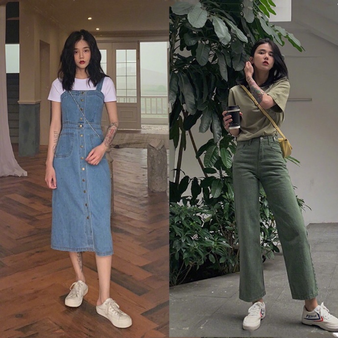 个子矮胖的t恤,小个子150穿搭博主牛仔裤子