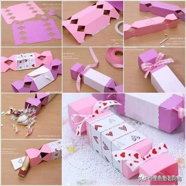 手工制作纸折的礼品盒,纸手工折盒教程