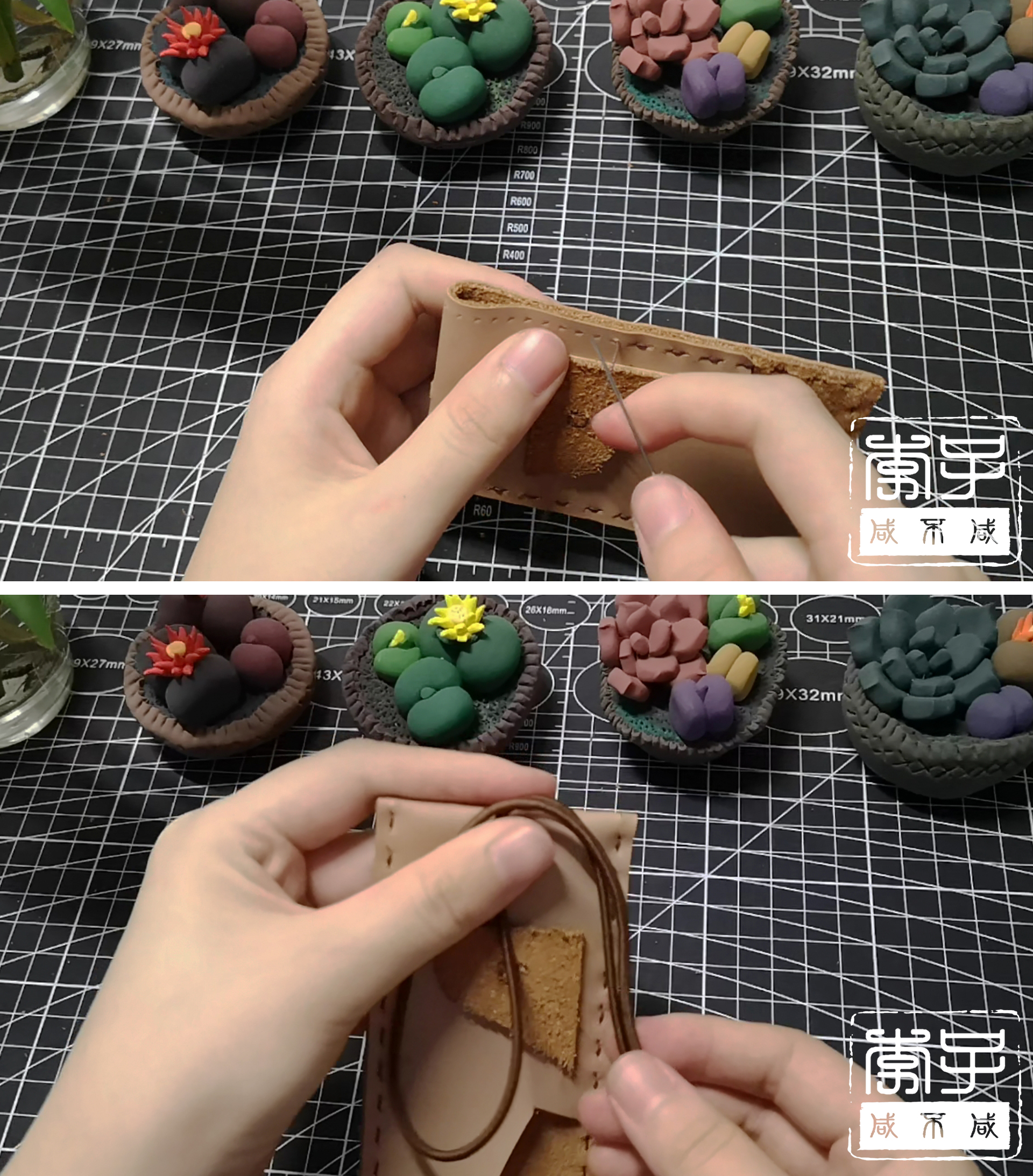 手工皮革钥匙包制作图片大全,手工牛皮钥匙包包浆