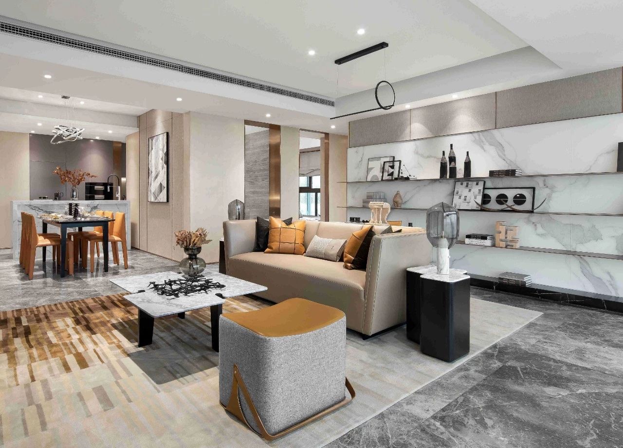 距离拥有一个爱马仕橙的家,不需要过多的费用,只需一片岩板设计