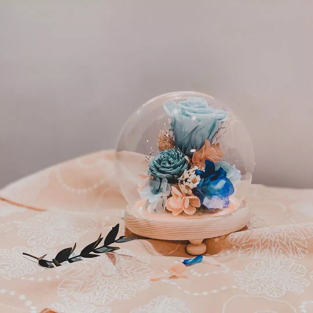新款永生花玻璃罩,玻璃罩永生花手工diy制作