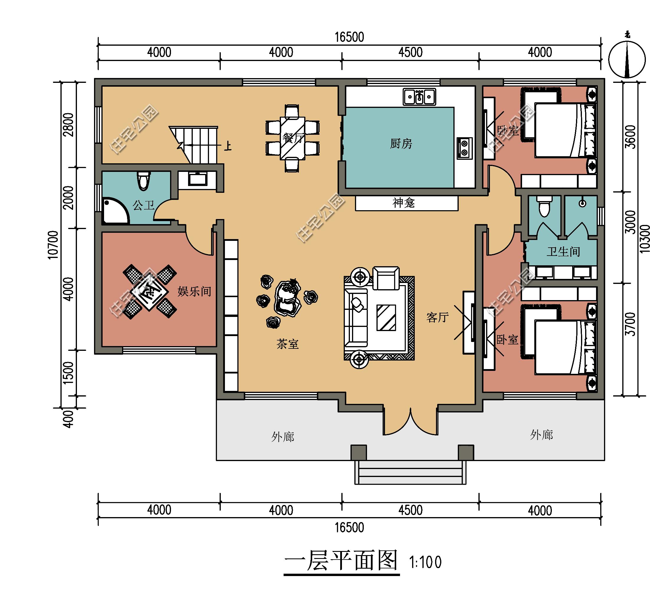 免费分享1000款自建房布局图,三层半现代别墅带落地窗设计图