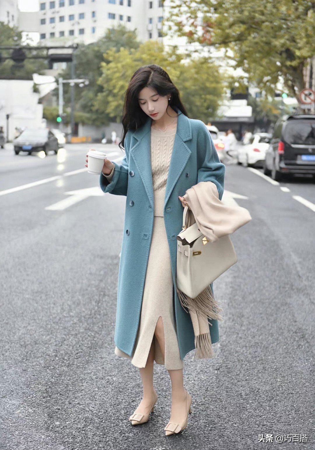 2020冬大气纯色呢大衣女收腰外套,秋冬必备哪种颜色大衣