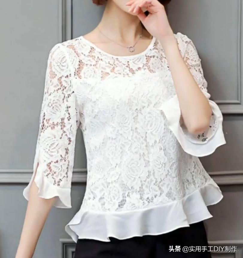 布艺裙子作品,手工蕾丝花边上衣