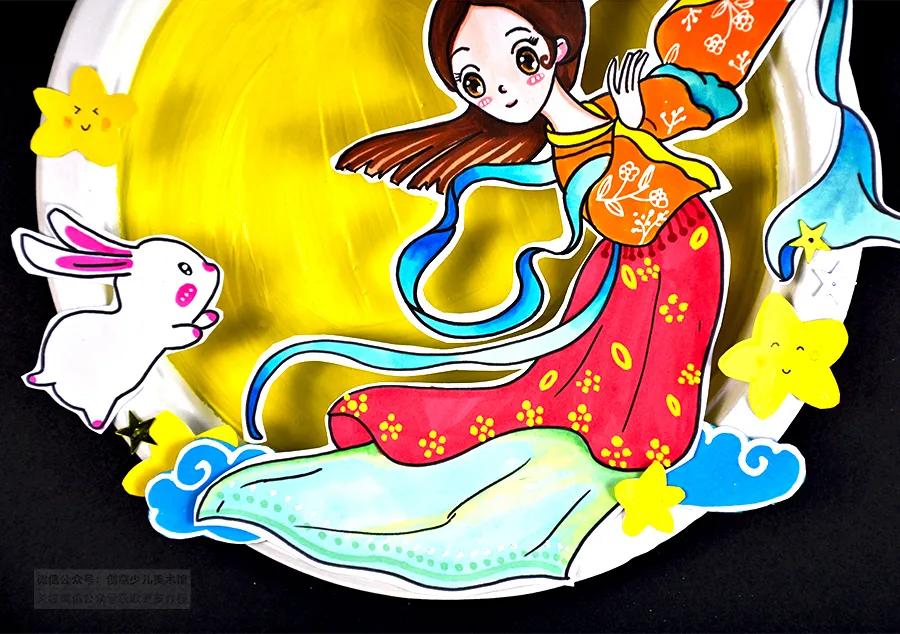 但愿人长久简笔画,千里共婵娟儿童画