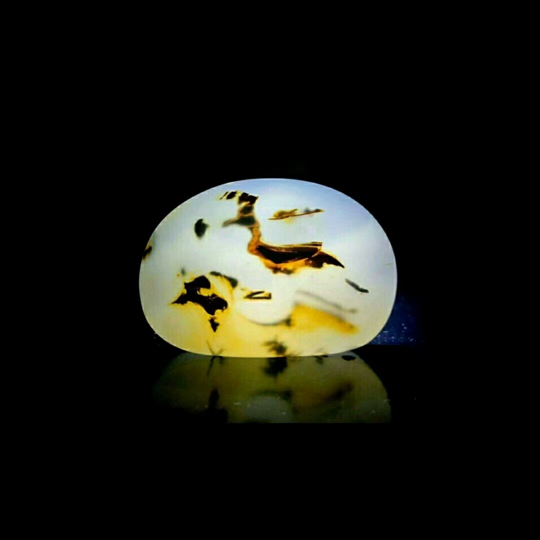 海洋玉髓象形图纹玛瑙,高收藏价值的水纹石图文