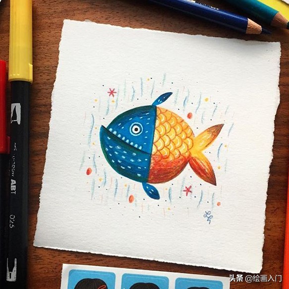 彩铅小动物插画简单,彩铅插画小动物手绘