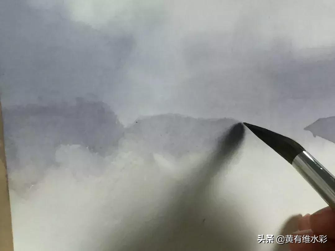水彩画山风景入门,远山画法入门教程