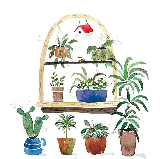 一组小清新的水彩绘画绿植素材,手绘水彩植物手帐