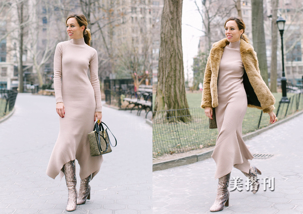 秋冬针织打底连衣裙高级感,长款针织连衣裙秋冬显瘦高端大气