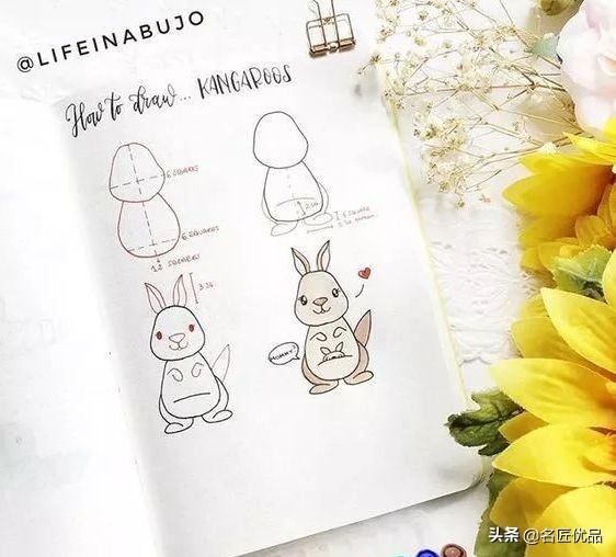 手帐简笔画可爱图案简单动物,手帐边框图案简笔画动物