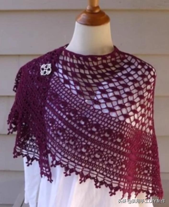 新款针织秋冬宽松披肩怎么织,针织中长款披肩