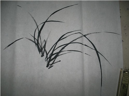 国画入门山石画法兰花,兰花小鸡国画写意画法