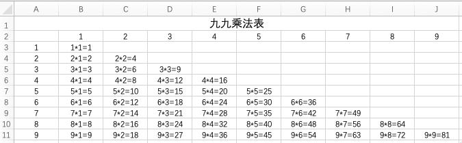 excel引用九九乘法表,excel九九乘法表格制作