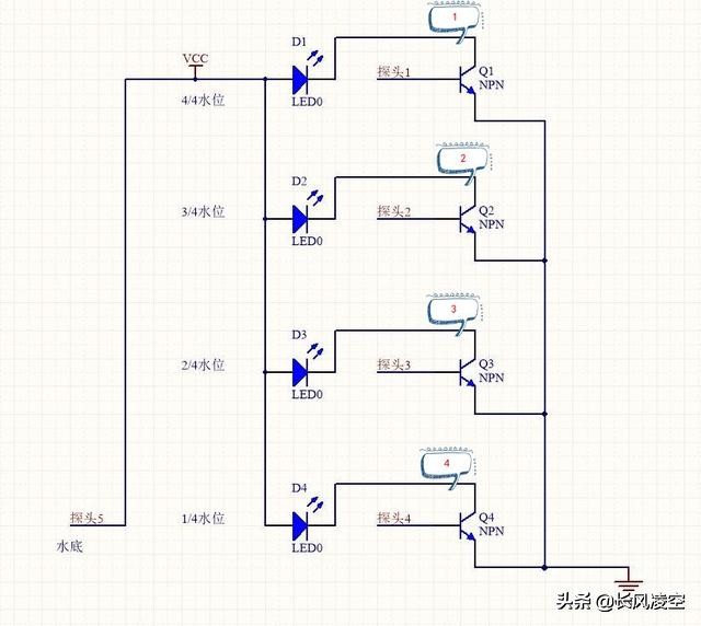 单片机水位控制系统原理图设计,51单片机水位传感器电路图