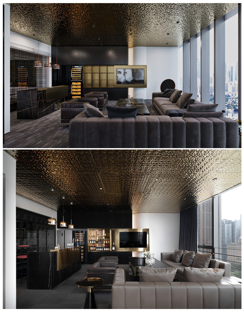 135平私人会所效果图,新中式极简轻奢高级私人会所