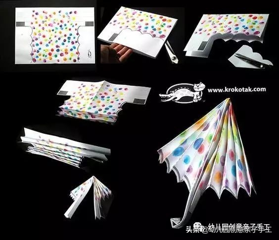 手工小伞可以折叠不用双面胶,幼儿园简单手工雨中小伞