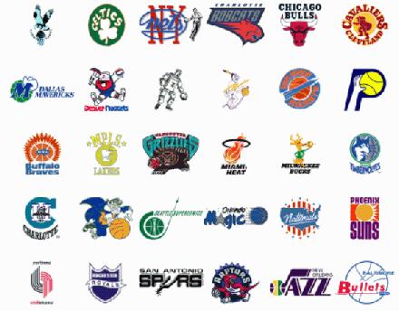 标有十个nba队伍的地区图,nba各队logo的演变历史
