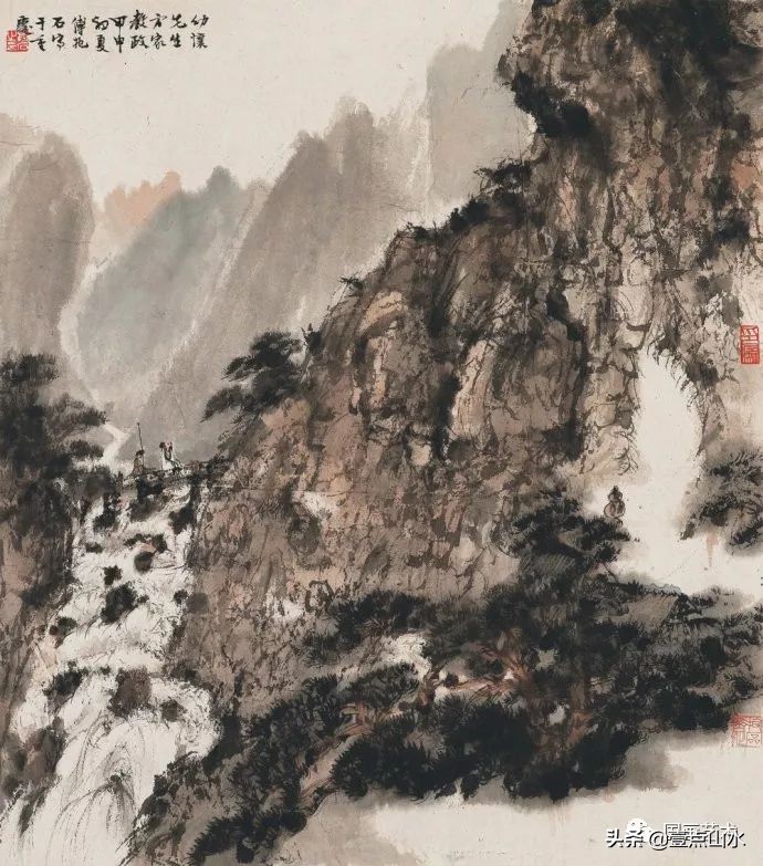 傅抱石山水全集,酣畅淋漓水彩画作品