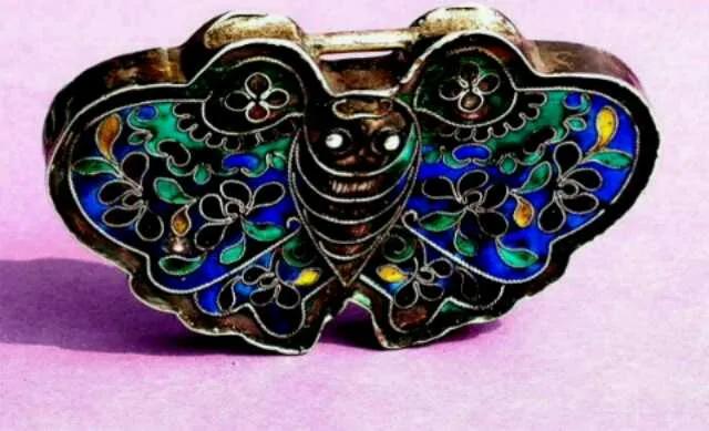 古法方形金锁,清代老银制长命锁