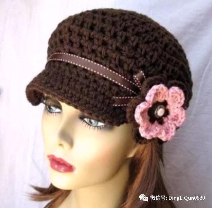 针织作品30款时尚钩花装饰帽子,简单易学又好看的针织帽子