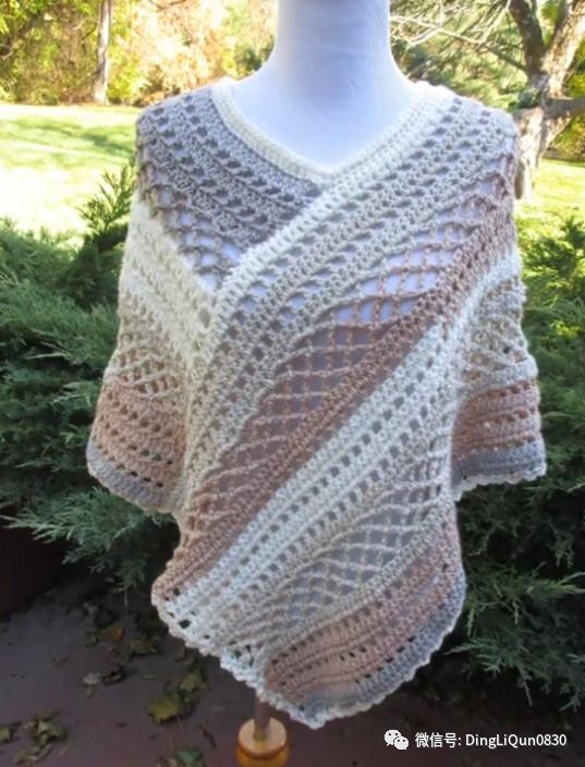 高档蕾丝钩花斗篷披肩防晒衣,针织披肩花样图片大全