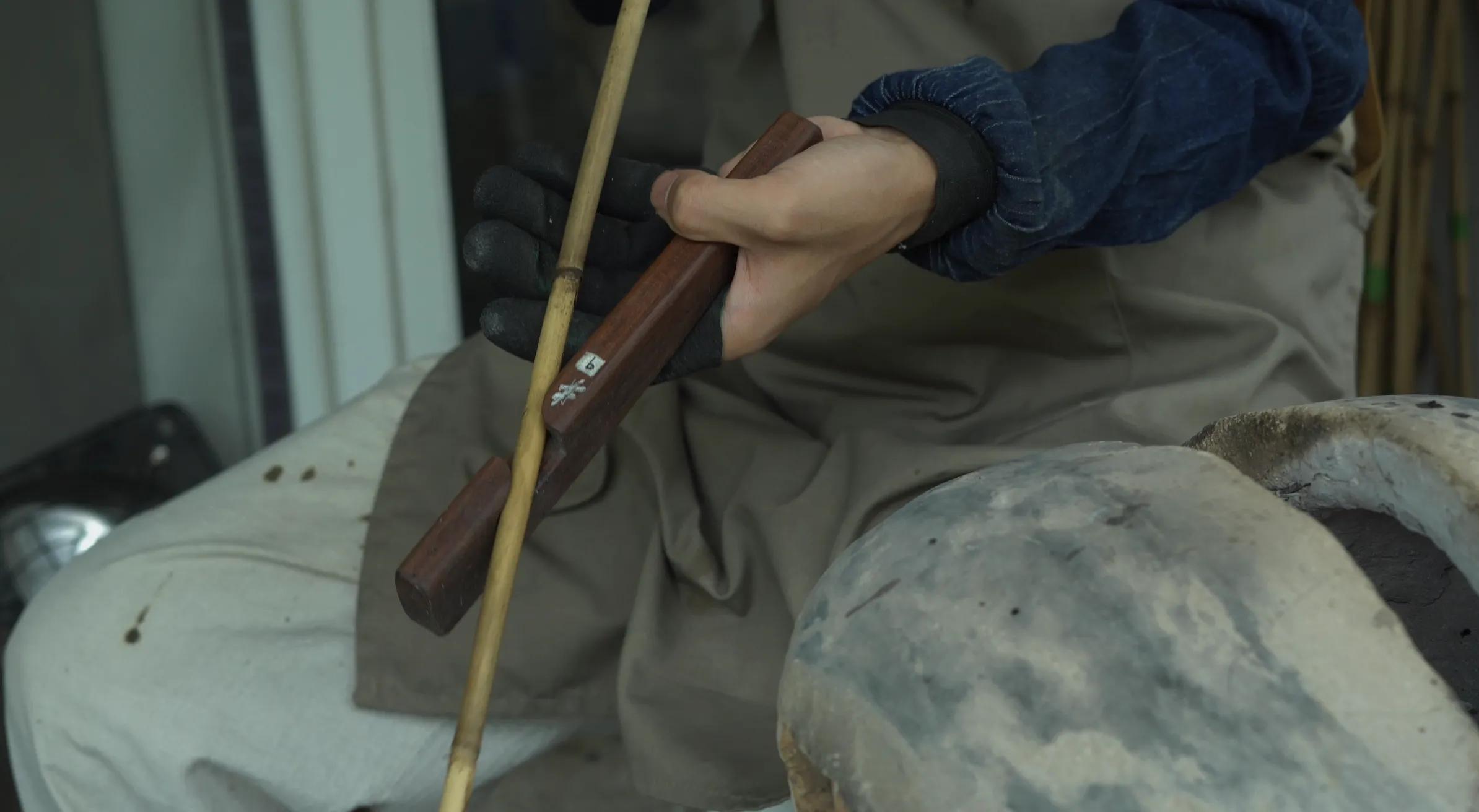 传统竹制鱼竿全过程,鱼竿竹制收线盘制作