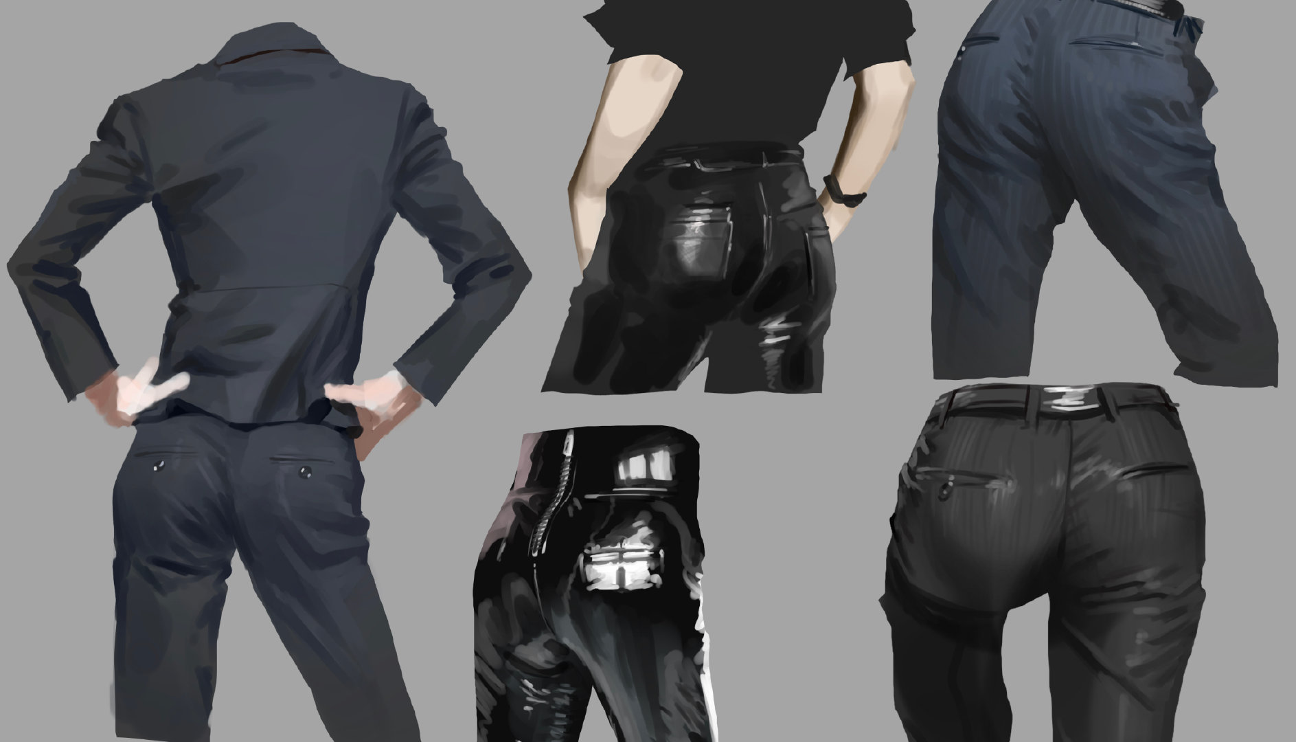 臀部素材画法,男性臀部画法教程