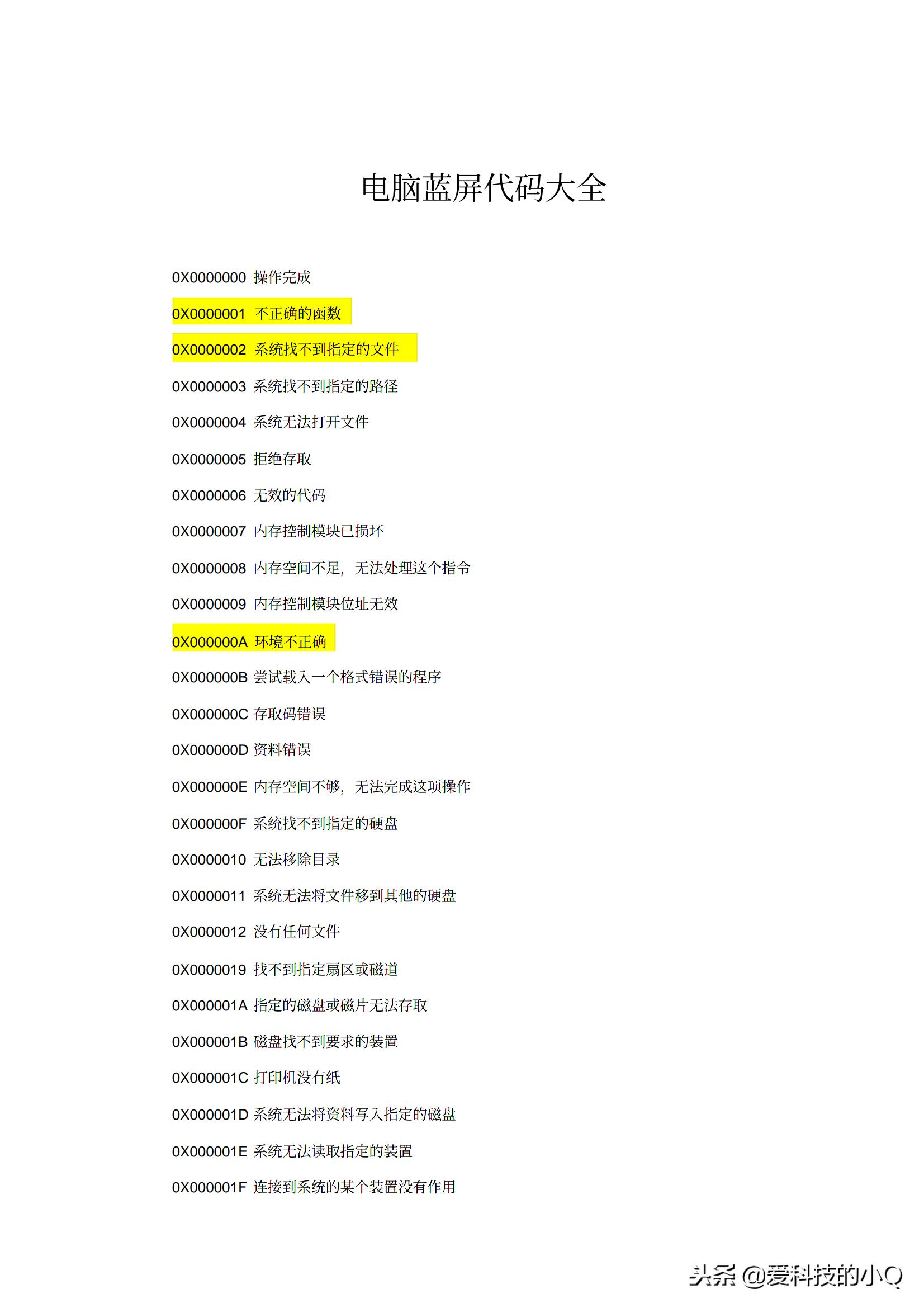 详解常见电脑蓝屏代码大全,电脑蓝屏代码大全及解决办法合集